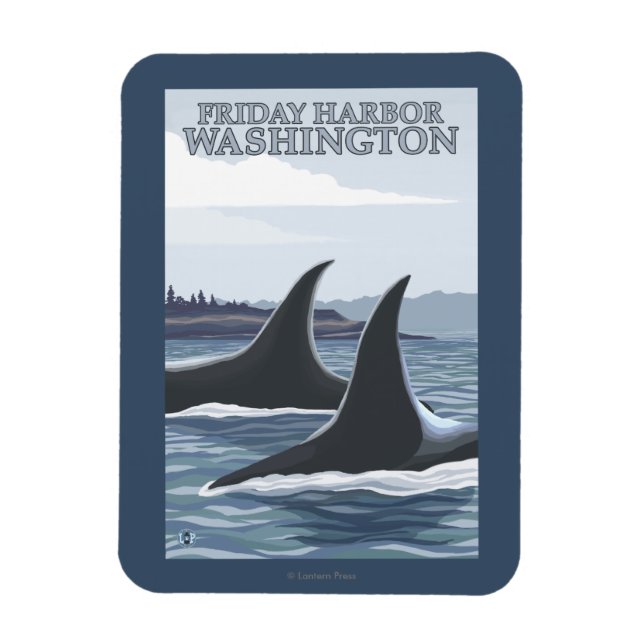 Orca Whales #1 - Friday Harbour, Washington Magnet (Vertical)