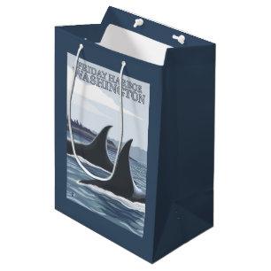 Orca Whales #1 - Friday Harbour, Washington Medium Gift Bag