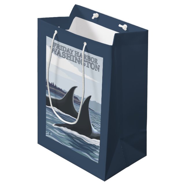 Orca Whales #1 - Friday Harbour, Washington Medium Gift Bag (Front Angled)
