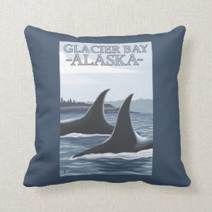 Orca Whales #1 - Glacier Bay, Alaska Cushion