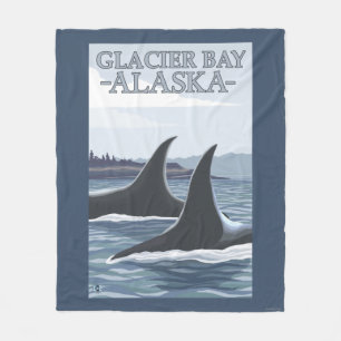 Orca Whales #1 - Glacier Bay, Alaska Fleece Blanket