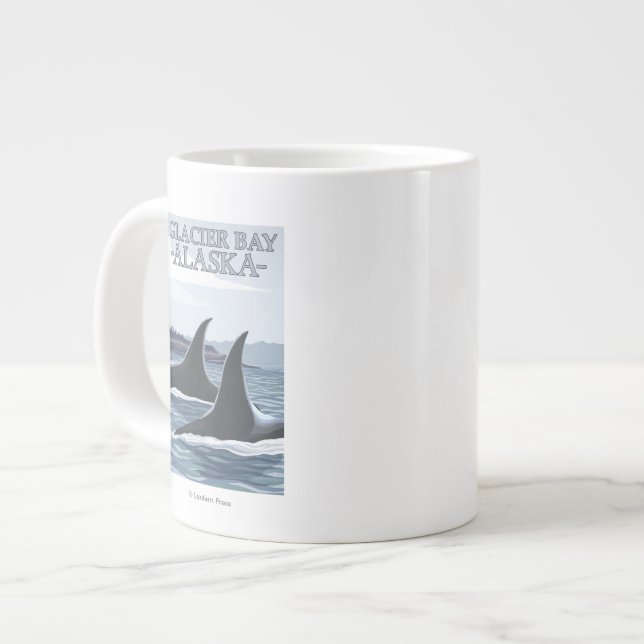 Orca Whales #1 - Glacier Bay, Alaska Large Coffee Mug (Front Left)