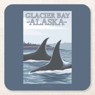 Orca Whales #1 - Glacier Bay, Alaska Square Paper Coaster