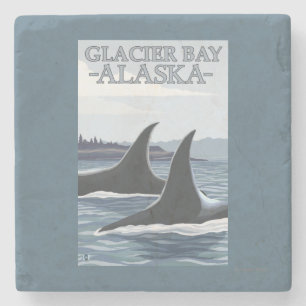 Orca Whales #1 - Glacier Bay, Alaska Stone Coaster