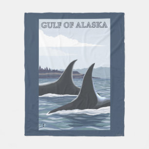 Orca Whales #1 - Gulf of Alaska Fleece Blanket