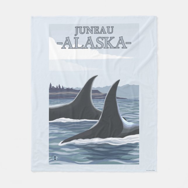 Orca Whales #1 - Juneau, Alaska Fleece Blanket (Front)