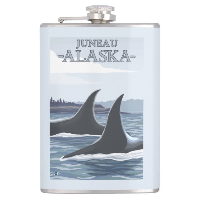Orca Whales #1 - Juneau, Alaska Hip Flask (Front)