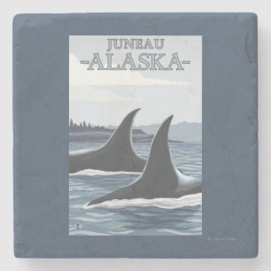 Orca Whales #1 - Juneau, Alaska Stone Coaster