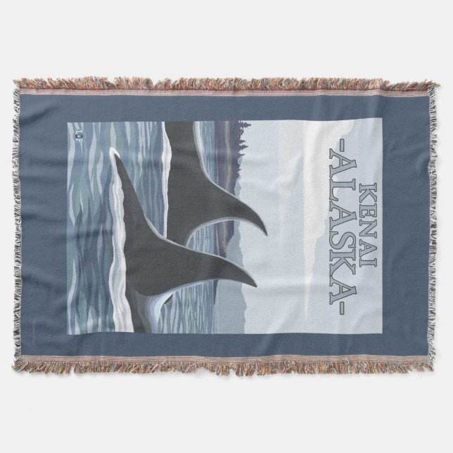 Orca Whales #1 - Kenai, Alaska Throw Blanket (Front)