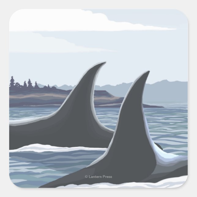 Orca Whales #1 - Ketchikan, Alaska Square Sticker (Front)