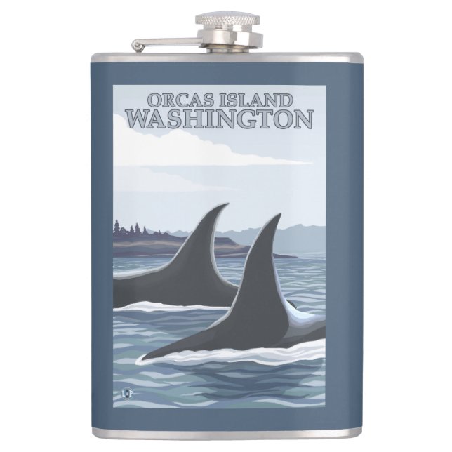 Orca Whales #1 - Orcas Island, Washington Hip Flask (Front)