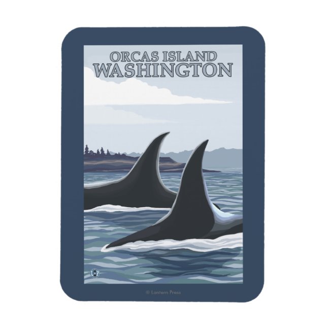 Orca Whales #1 - Orcas Island, Washington Magnet (Vertical)