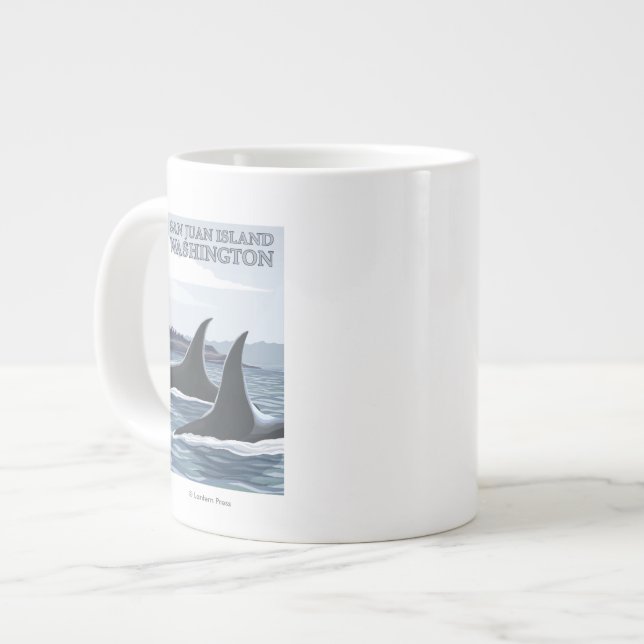 Orca Whales #1 - San Juan Island, Washington Large Coffee Mug (Front Left)