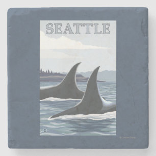 Orca Whales #1 - Seattle, Washington Stone Coaster