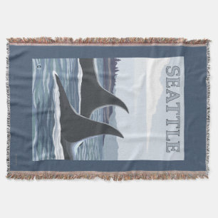 Orca Whales #1 - Seattle, Washington Throw Blanket