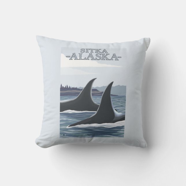 Orca Whales #1 - Sitka, Alaska Cushion (Front)