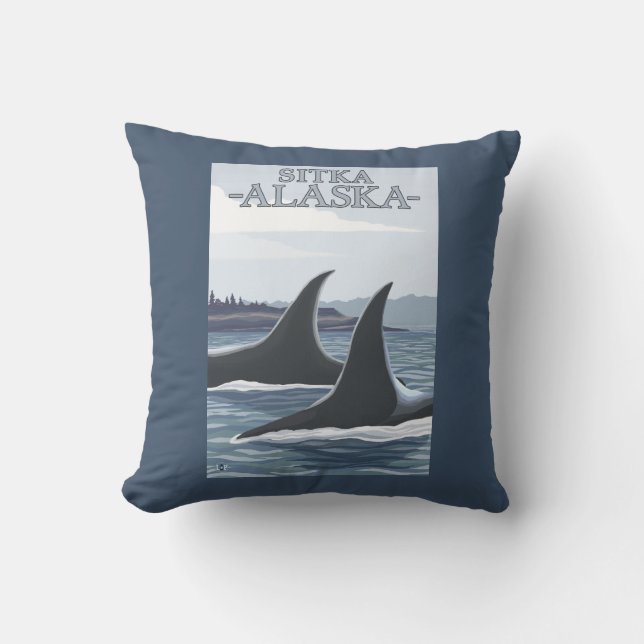 Orca Whales #1 - Sitka, Alaska Cushion (Front)