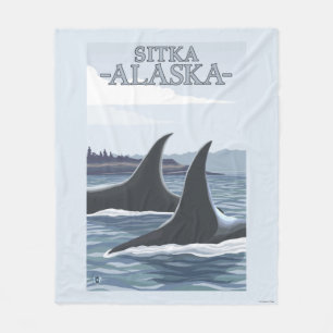 Orca Whales #1 - Sitka, Alaska Fleece Blanket