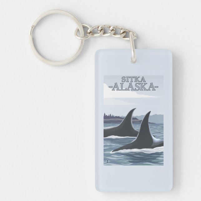 Orca Whales #1 - Sitka, Alaska Key Ring (Front)
