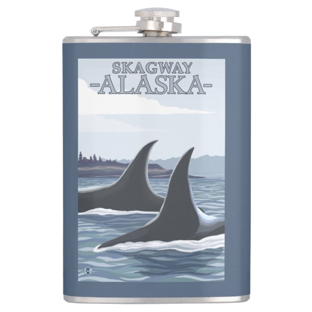 Orca Whales #1 - Skagway, Alaska Hip Flask (Front)
