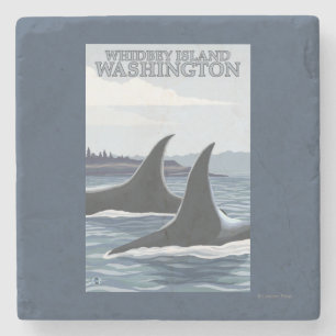 Orca Whales #1 - Whidbey, Washington Stone Coaster