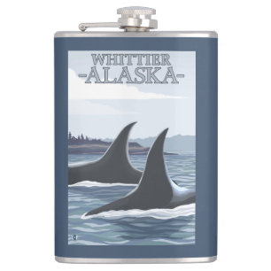 Orca Whales #1 - Whittier, Alaska Hip Flask