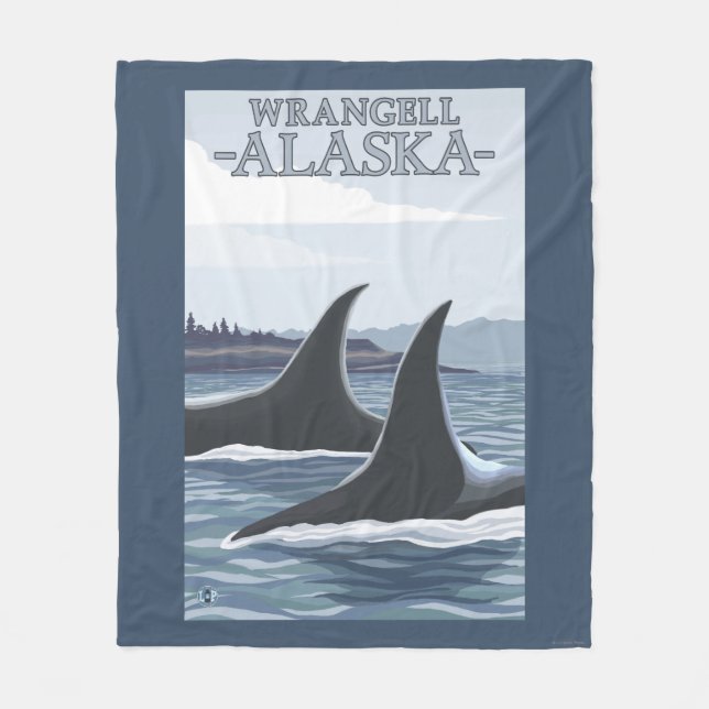 Orca Whales #1 - Wrangell, Alaska Fleece Blanket (Front)