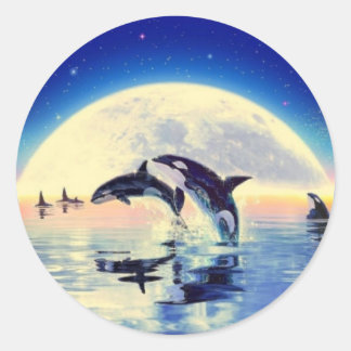 Orca Whales Classic Round Sticker