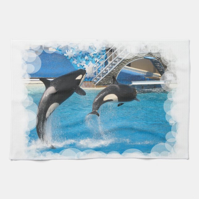 Orca Whales Kitchen Towel (Horizontal)