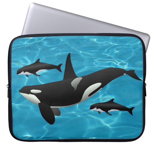Orca Whales Laptop Sleeve (Front)