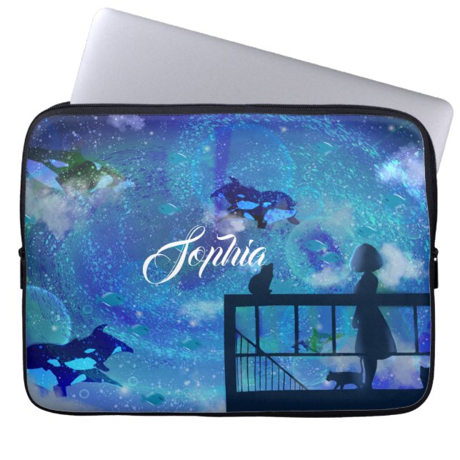 Orca Whales Laptop Sleeve (Front)