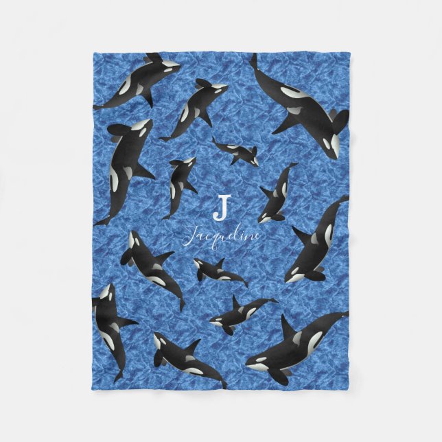 Orca Wild Killer Whale Pod | Personalised Fleece Blanket (Front)