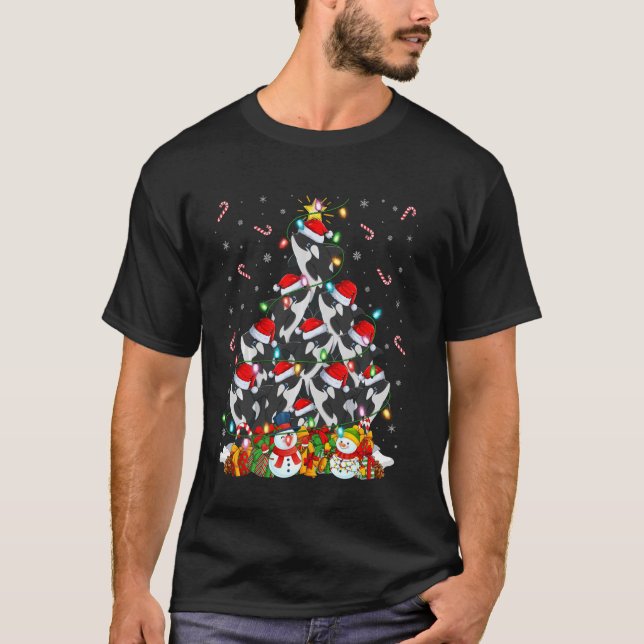 Orca Xmas Lighting Tree Santa Orca Christmas Long  T-Shirt (Front)