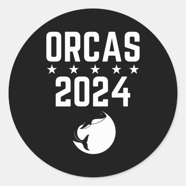 Orcas 2024 classic round sticker (Front)