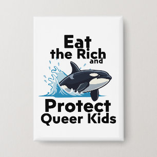 Orcas and Queer kids Button