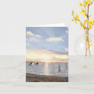 Orcas at Sunset (Blank Inside) Card