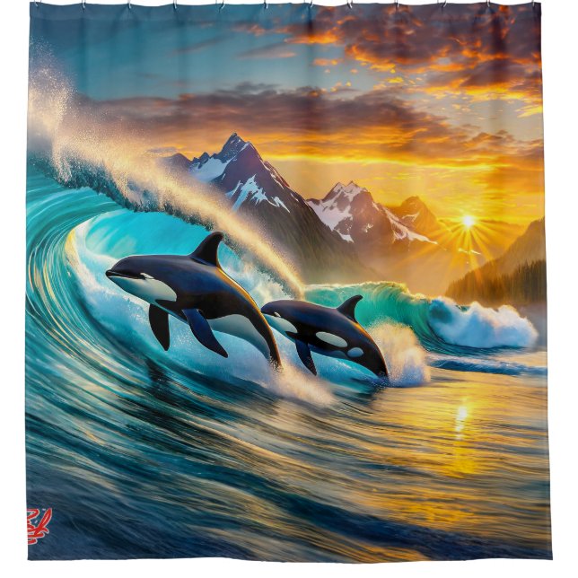 Orcas ATC Design By Rich AMeN Gill Shower Curtain (Front)
