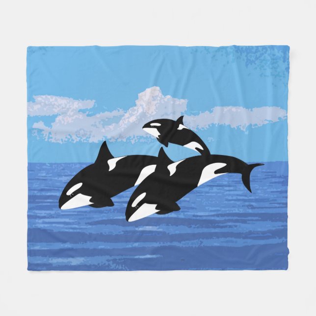 Orcas Fleece Blanket (Front (Horizontal))