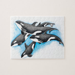 orcas in blue jigsaw puzzle