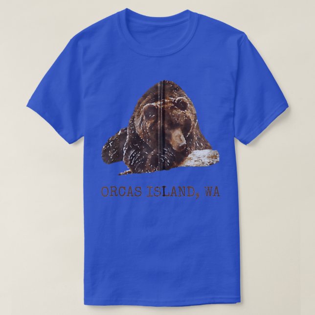 Orcas Island Brown Grizzly Bear In Snow Washington T-Shirt (Design Front)