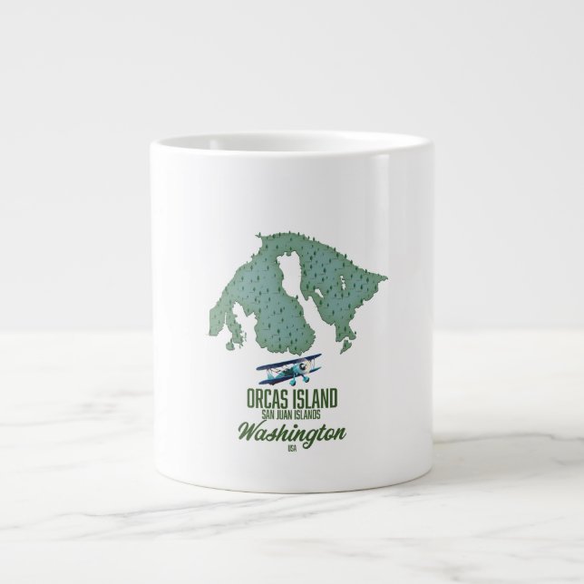 Orcas Island, Washington, USA map Large Coffee Mug (Front)