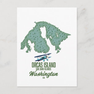 Orcas Island, Washington, USA map Postcard