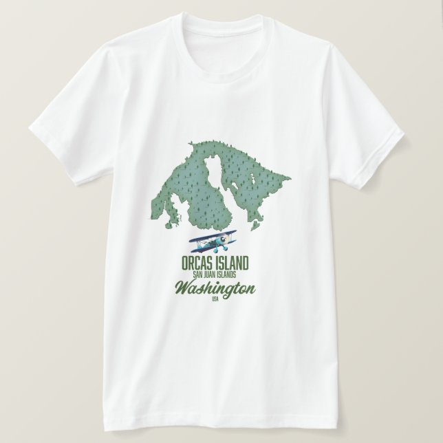 Orcas Island, Washington, USA map T-Shirt (Design Front)