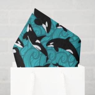 Orcas Killer Whales in the Ocean Patterned Tissue Paper