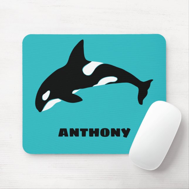 Orcas Killer Whales Teal Blue Personalised Mouse Pad (With Mouse)