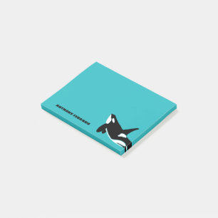 Orcas Killer Whales Teal Blue Personalised Post-it Notes