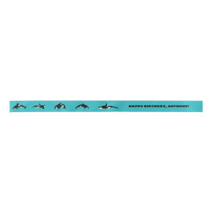 Orcas Killer Whales Teal Blue Personalized Satin Ribbon