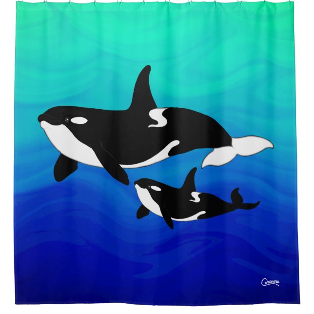 Orcas - Shower Curtain (Front)