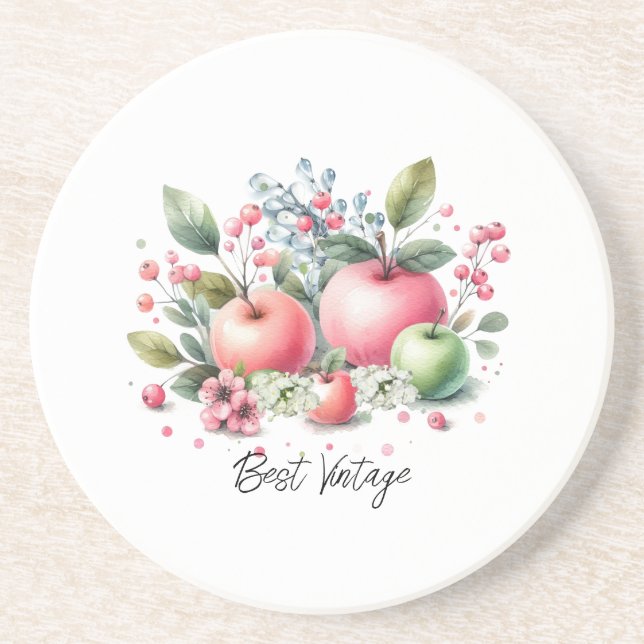 Orchard Apples Best Vintage Coaster (Front)