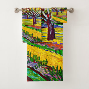 Orchard Bordered by Cypresses Vincent Van Gogh Bath Towel Set